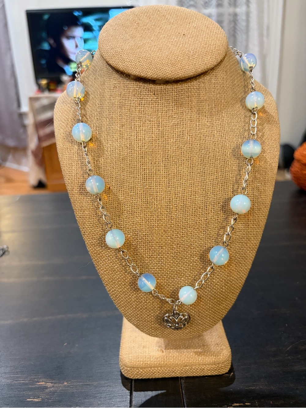 Opalite Necklace with Heart Pendant